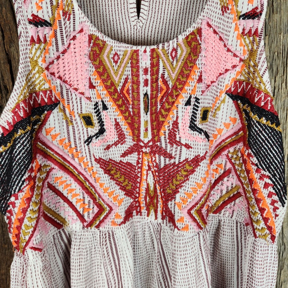Anthropologie Top Dolan  Embroidered Peplum Top Womens 1X Boho Sleeveless